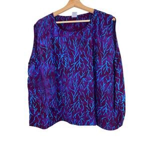 La Luna Loca Women's 3XL Purple Blue Coral Sleeveless Tank Top Made in Bali